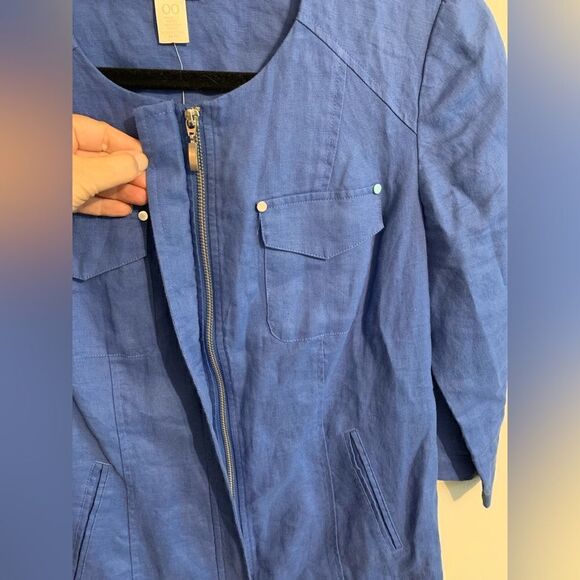 NWT Chicos Blue Linen Zippered Jacket size 00 - Picture 8 of 11
